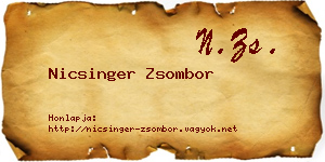 Nicsinger Zsombor névjegykártya